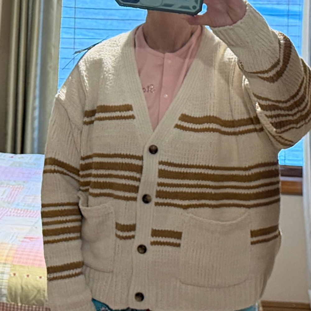 Ladies Size M Striped Cream and Tan‎ Women's Sweater NEW - Picture 11 of 14